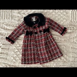 Toddler 2 piece set, coat and a velvet dress.